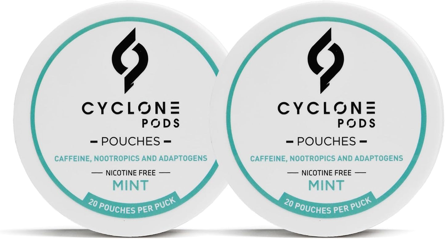 Mint Focus Pouches two-can pack — 40 nicotine-free caffeine pouches