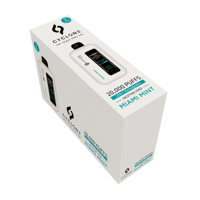 Cyclone Gust Pro nicotine-free vape — 20,000 puffs, zero nicotine, so no puff count equals a cigarette in nicotine terms