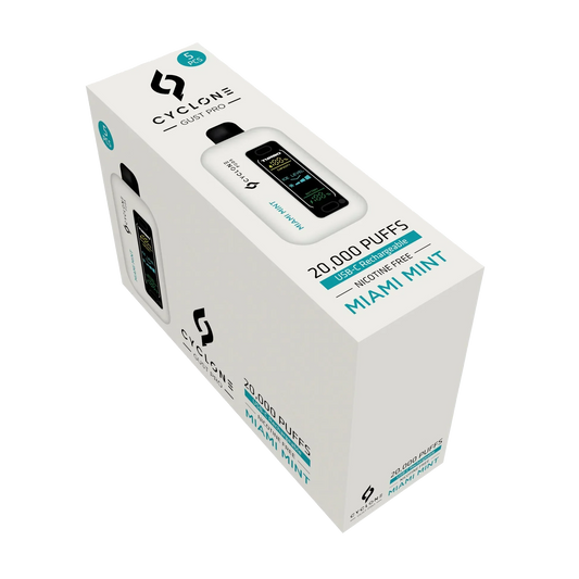 Cyclone Gust Pro nicotine-free vape — 20,000 puffs, zero nicotine, so no puff count equals a cigarette in nicotine terms