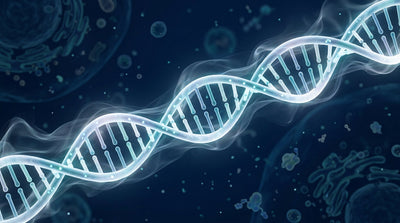 DNA double helix with vapor wisps — scientific illustration of vaping and cancer research