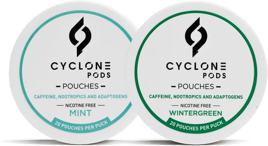 Mint and Wintergreen Focus Pouches two-can bundle — 40 caffeine pouches