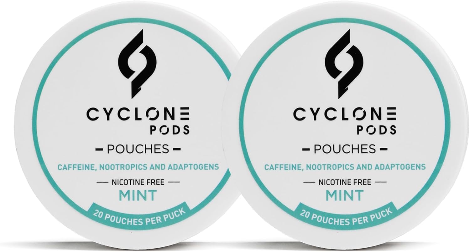 Mint Focus Pouches two-can pack — 40 nicotine-free caffeine pouches